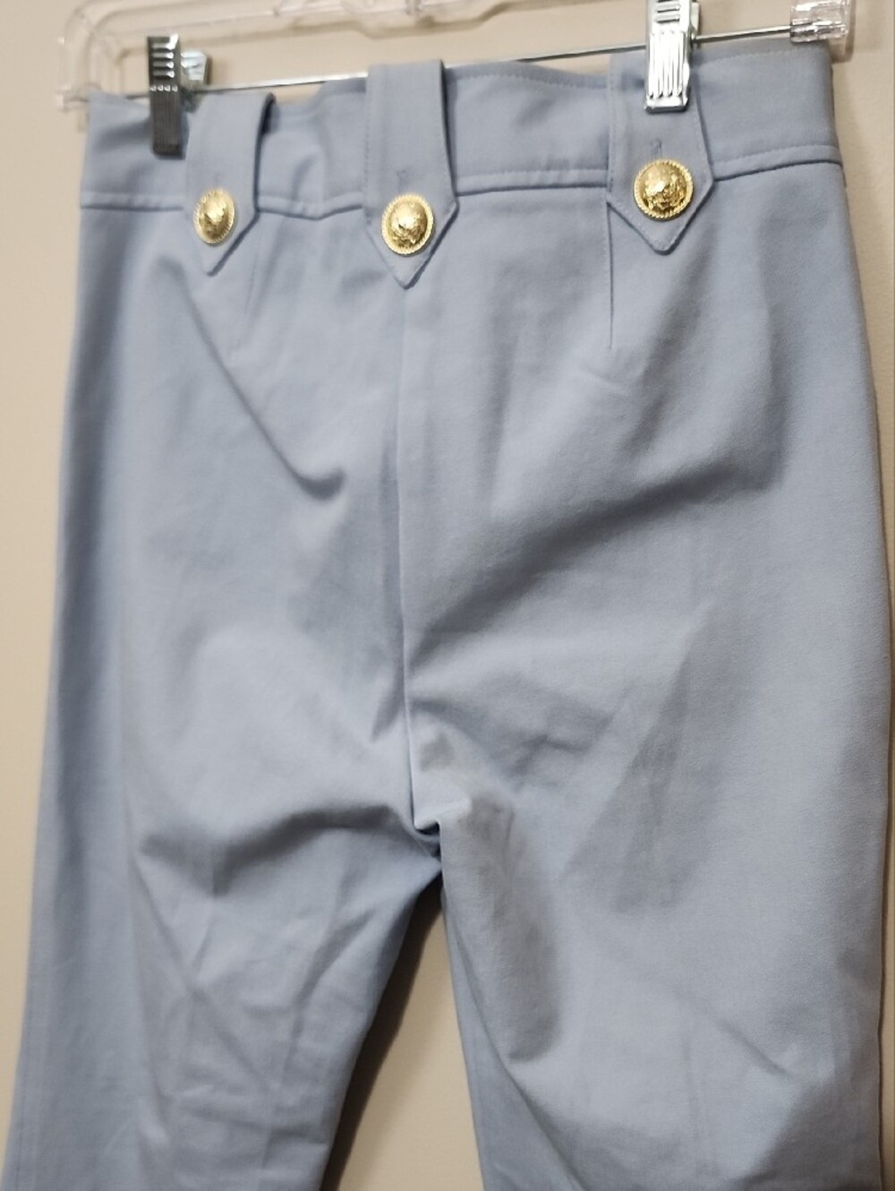Derek Lam 10 Crosby Robertson Crop Flare Sailor Pants Powder Blue Gold Button 2 - Picture 9 of 13